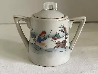 Buy Antique Chinese HandPainted Porcelain Pot W Lid Sugar Bowl Child's Tea Set C1840 • 61.75£