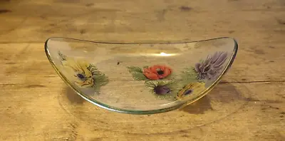 Buy Vintage Chance Glass Anemone Gilded Oval Trinket Dish 1960s • 3.99£