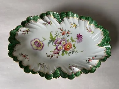 Buy Lovely Antique Dresden Plate China / Porcelain Fluted Oval Dish C. 1880-1900 • 231£