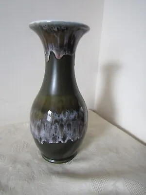 Buy Kingston Pottery Hull Green Drip Fat Lava Vase 26cm Tall • 19.99£