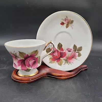 Buy Royal Windsor Tea Cup And Saucer Red Pink Roses Fine Bone China Made In England  • 9.46£
