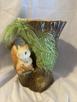 Buy Vintage Eastgate Pottery Withernsea Fauna Vase With Handle And Squirrel - 15cm • 3£