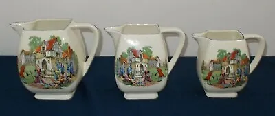 Buy English L & S Hanley Set Of 3 Antique Graduated Size Jugs In Good Condition • 20£
