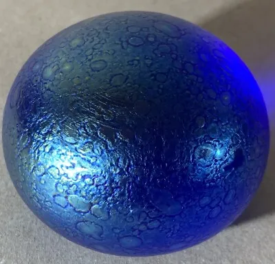 Buy Vintage Heron Glass Textured Blue Iridescent Glass Paperweight. • 17£