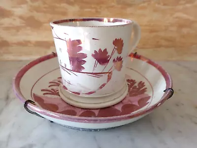Buy Antique LUSTRE WARE CUP & SAUCER Staffordshire 19th C. • 26£