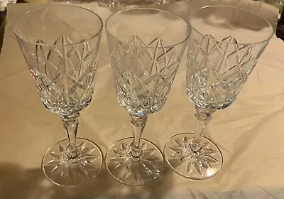 Buy Vintage Three Galway Irish Crystal White Wine Glasses Old Clare Pattern • 47.25£