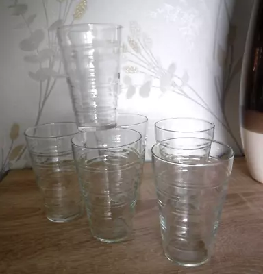 Buy Set Of 6 Vintage 1960/70's Hooped Tumbler Drinking Glasses • 10.99£
