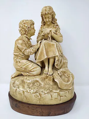 Buy LARGE ANTIQUE ROBINSON & LEADBEATER FIGURINE Of BOY & GIRL PARIAN WARE With WOOD • 125£