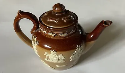 Buy Vintage Royal Doulton Lambeth Harvest Teapot Hunt Scene - Brown Glazed Stoneware • 9.99£
