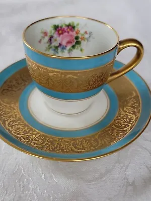 Buy Antique Limoges/ C. Ahrenfeldt Gold Gilt Espresso Cup& Saucer -circa 1892  • 38.35£