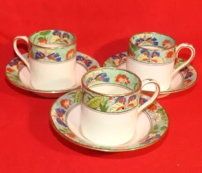 Buy T Goode & Co - Vintage Crown Staffordshire Set Of 3 Cups & Saucers - Exc Condn • 8.99£