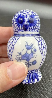 Buy The Franklin Mint Ceramic Delft Blue Owl 2.5  Vintage Taiwan Hoot Figurine Bird • 13.36£