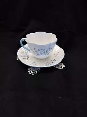 Buy Shelley Made In England 'Blue Rock' Fine Bone China Tea Cup & Saucer • 17.52£