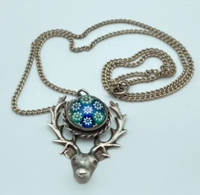Buy Caithness Pendant With Millefiori In 1979 Hallmarked Silver Setting With Chain • 37.99£