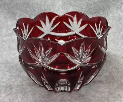 Buy AJKA Design Ruby Red Cut To Clear Bowl Votive Fifth Ave Crystal Hungary HTF • 72.03£