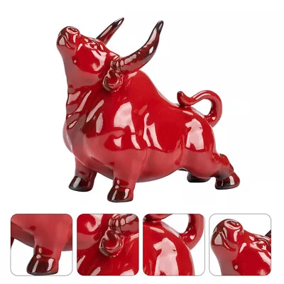 Buy  Red Ceramic Bull Figurine For Living Room Or Office Decor - 2021 New Year-ME • 15.79£