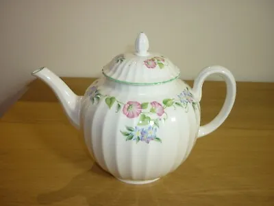 Buy Royal Worcester English Garden Green Trim Large Fluted Bone China Teapot • 11.99£