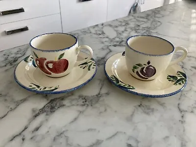 Buy 2 X Poole Pottery Dorset Fruits Tea/Coffee Cups & Saucers Apples & Plums VGC • 9.50£
