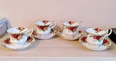 Buy 4 X Royal Albert OLD COUNTRY ROSES 1960s Tea Cups & Saucers • 23.99£