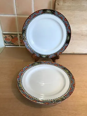 Buy 2 Plates - Soho Pottery Cobridge - Satsuma Pattern  (Red & Black) - 9.25 Inch • 18£