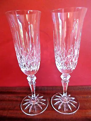 Buy 2 X Galway Crystal  LONGFORD  Champagne Flute / Glass 20.5cms (8 ) Tall, Signed • 12£