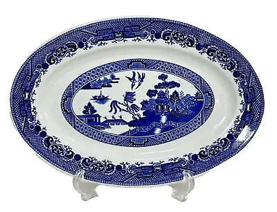 Buy Blue Willow Grindley England Oval Platter Hotel Ware C 5-26 Imprinted 14.5” • 26.64£