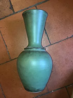 Buy House Clearance .Art Pottery Trumpet Vase . Green Glaze  1970s • 35£