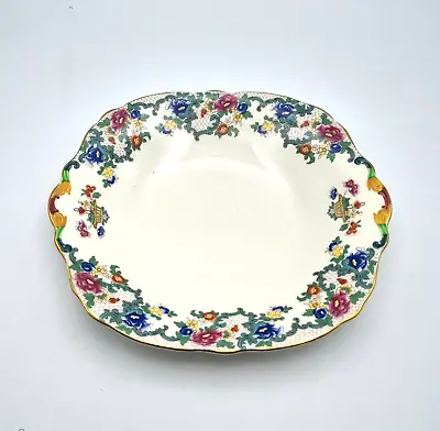 Buy Vintage Cake Plate Royal Cauldon Victoria Square Handled Plate Made In England • 20£