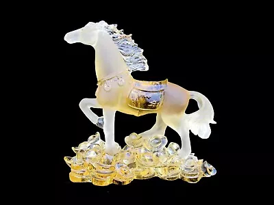 Buy Striking Art Glass Zodiac Themed Decorated Horse Sculpture Daum Lalique Style • 169.99£