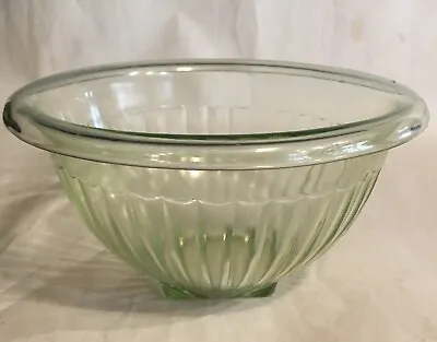 Buy Vintage Green Depression Glass Mixing Bowl Rolled Edge Paneled 6 1/2” Very Worn • 4.70£