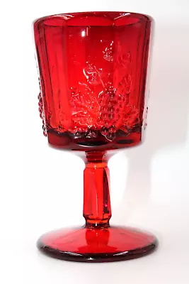 Buy Westmoreland Ruby Red Glass Grapes Wine Water Goblet Embossed MCM Vintage • 11.38£