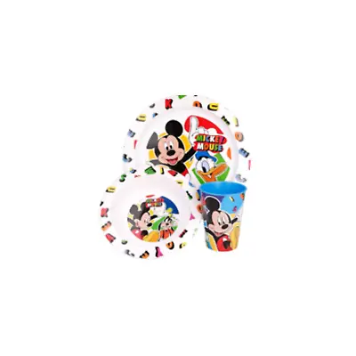 Buy Mickey Mouse 3 Piece Dinner Set With Plate, Bowl And Tumbler For Every Day Use • 9.98£