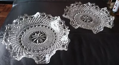 Buy Pair Of Decorative Vintage Cut Glass Scalloped Edge Bowls For Fruit, Or Sweets. • 15£