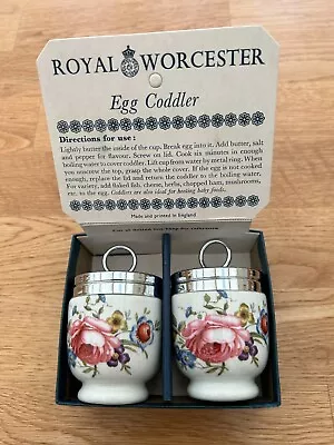 Buy Royal Worcester  Egg Coddlers Boxed Set Of 2 - Bournemouth Pink Rose Pattern • 18£