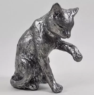 Buy Kitten Cat Ornament Silver Statue Licking Paw Pose Frith Style Sculpture 41042 • 6.95£