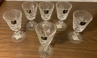 Buy NOS 6 Piece Star Of Edinburgh Crystal Marked Wine Glasses 5’’ W/Box (1) • 76.71£