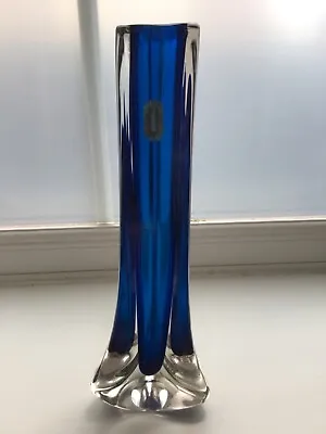 Buy Whitefriars 9570 Baxter Kingfisher Blue Glass Three Sided Vase Tricorn #1 • 24.99£