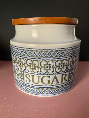 Buy Vintage Hornsea Pottery Blue Tapestry Pattern Small Sugar Canister Jar • 13£