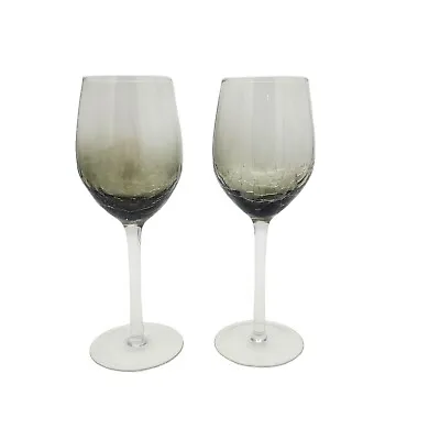 Buy Pier 1 Set Of 2 Smoke Crackle Glass Balloon Wine Glasses 9  Brown Barware • 48.82£