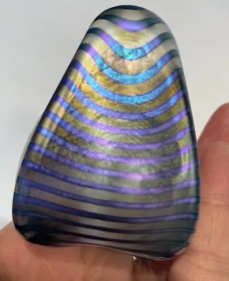 Buy ROBERT HELD Iridescent Swirl Ripple Pyramid Art Glass Paperweight Signed Rare • 84.84£