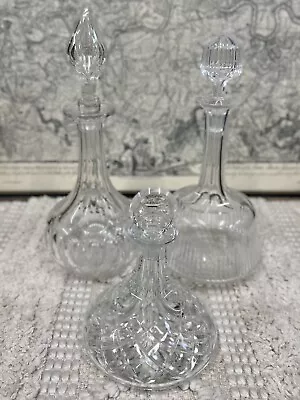 Buy 3x Beautiful Vintage Cut Glass Lead Crystal Decanters Wine Port Whiskey • 65£