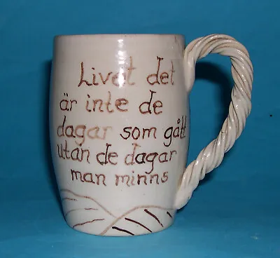 Buy Gujab Swedish Studio Pottery - Attractive Motto Ware Stringed Style Handle Mug. • 65£