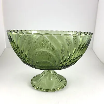 Buy Vintage Brockway Glassware Nouveau Pedestal Bowl Green Salad Serving Bowl • 14.36£