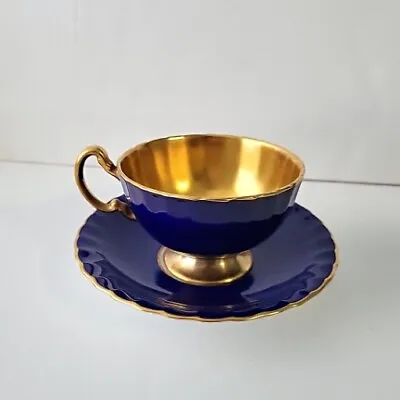 Buy Rare Aynsley Cobalt Blue And All Gold Teacup & Saucer Fine English Bone Mint • 199.22£
