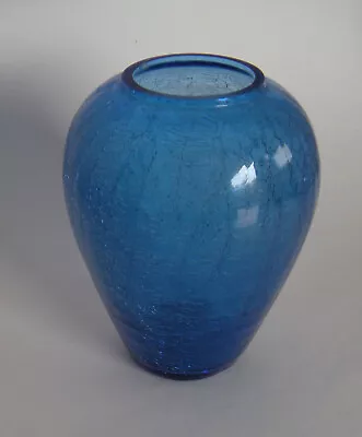 Buy Vintage Blue Crackle Glass Vase    (L11) • 14.34£