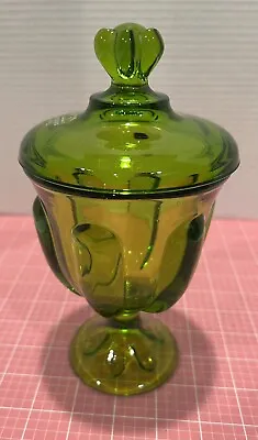 Buy Vintage Viking Green Six Petal Pedestal Covered Lidded Candy Dish Compote Jar 9” • 46.49£