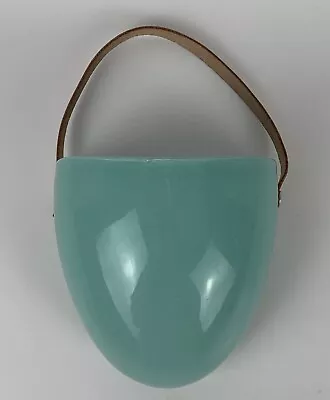 Buy Ceramic Wall Pocket With Leather Detail Mint Green Hanging Vase • 10.09£