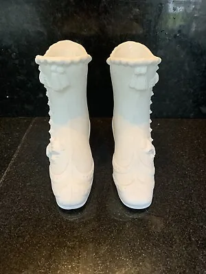 Buy Pair Of Porcelain British Heritage Collection White Victorian Style Boots • 12.99£