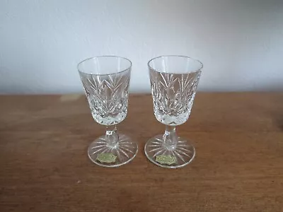 Buy 2 X Small Czechoslovakian Hand Cut Lead Crystal Glasses • 10£