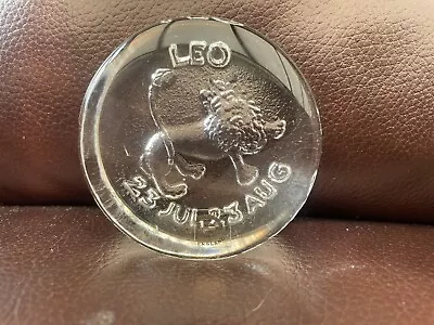 Buy Vintage Zodiac Sign LEO Dartington England Reverse Cut Lion Glass Paperweight • 7.99£